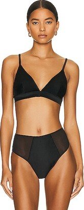 Stretch Silk Built Up Bralette in Black