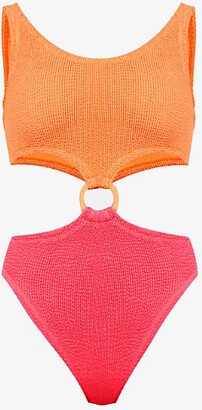 Womens Orange Hot Pink Paige Ring-loop Swimsuit