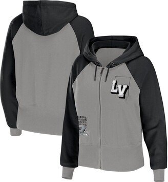 Women's Wear by Erin Andrews Gray Las Vegas Raiders Colorblock Full-Zip Hoodie