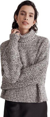 Marled Wide Rib Mockneck Sweater (Marled Cookies & Cream) Women's Clothing