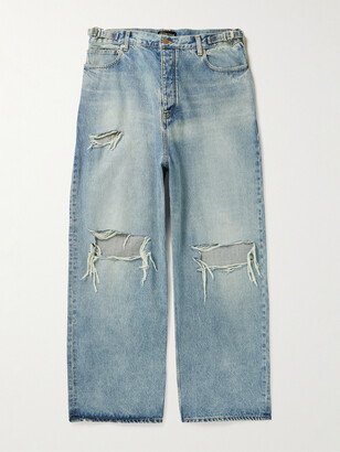 Wide-Leg Distressed Jeans-AC