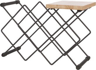 10-Bottle Table Top Wine Rack - Maple Wood, Black Frame