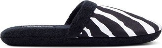 Zebra-Print Terry-Cloth Slippers