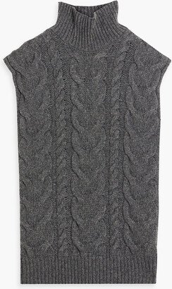 Cable-knit merino wool turtleneck vest