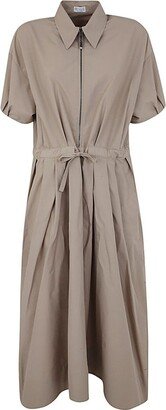 Short-Sleeved Belted Shirt Dress