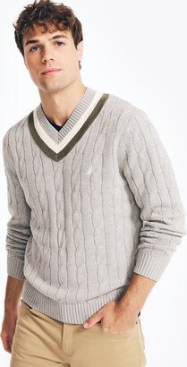 Cricket Cable-Knit V-Neck Sweater