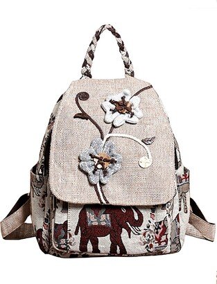 POPUCT Cotton Small Backpack Fashion Hand Knitting Mini Casual Bag for Women (Grey)