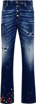 Distressed High-Waist Jeans