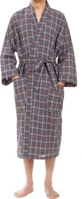 Leisureland Men's Gray Plaid Robe