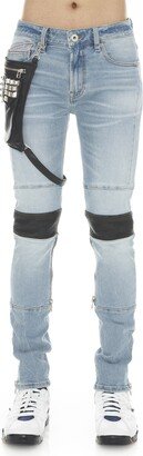 Punk Super Skinny Jeans with Studded Leg Harness