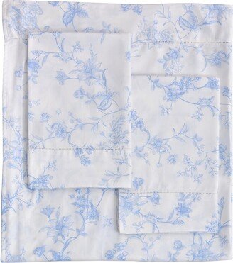 400Tc Sateen Cotton Garden Bouquet Hemstitch Sheet Set