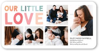 Birth Announcements: Fun Little Love Birth Announcement, White, 4X8, Signature Smooth Cardstock, Rounded