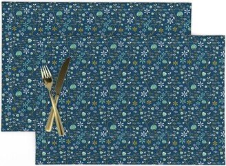 Ditsy Floral Placemats | Set Of 2 - Night By Lindi Melse Flowers Wonderland Botanical Cloth Spoonflower