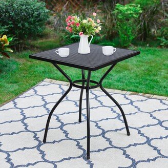 PATIO TIME Outdoor Mesh Metal Square Table Patio Bistro Table