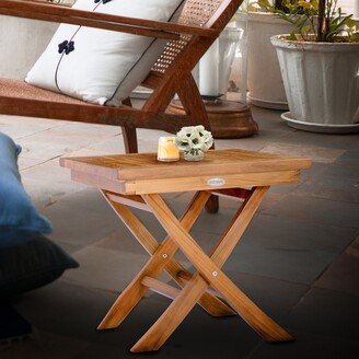 Titanic Outdoor Teak Wood Folding Side Table, 20 inches square
