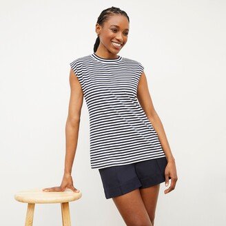 Alina T-Shirt - Striped Pima Cotton - Navy / Ivory