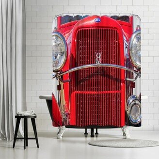 71 x 74 Shower Curtain, Red V8 by Murray Bolesta