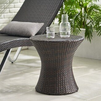 Adriana Outdoor Boho Wicker Accent Table