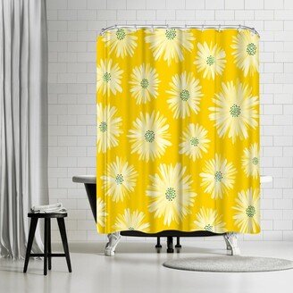 Daisies Pattern by Modern Tropical - botanical Shower Curtain