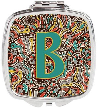 CJ2013-BSCM Letter B Retro Tribal Alphabet Initial Compact Mirror