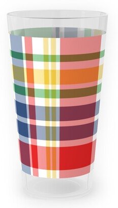 Outdoor Pint Glasses: Plaid - Multi Bright Outdoor Pint Glass, Multicolor