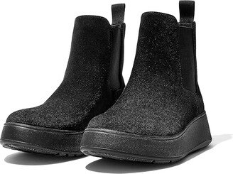 F-Mode Suede Flatform Chelsea Boots (All Black) Women's Boots
