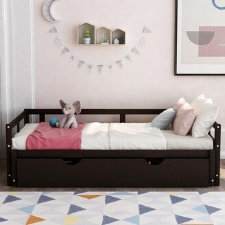 GREATPLANINC Twin Extendable Daybed with Trundle, Can Pull Out to King Sofa Bed