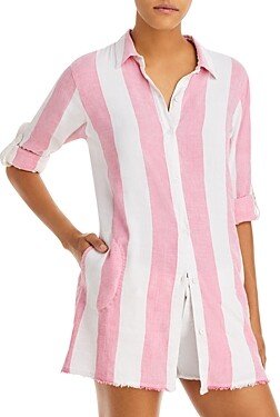 Rugby Beach Stripe Boyfriend Shirt Swim Coverup