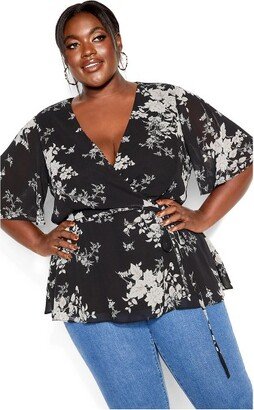 | Women's Plus Size Mini Bouquet Wrap Top - - 12 Plus