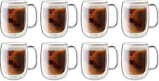 Sorrento Plus 8-Piece Double-Wall Glass Coffee Mug Set