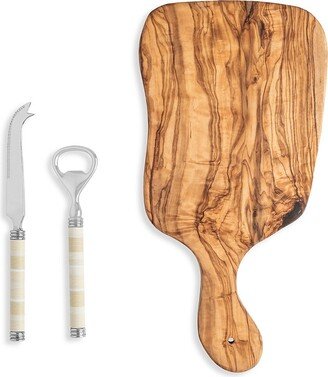 French Home Laguiole 3-Piece Serving Board, Bottle Opener, & Cheese Knife Set