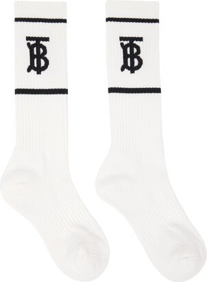 White Monogram Socks