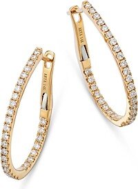 Diamond Inside Out Oval Hoop Earrings in 14K Yellow Gold, 0.75 ct. t.w.