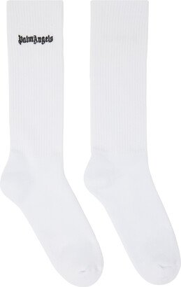 White Embroidered Logo Socks