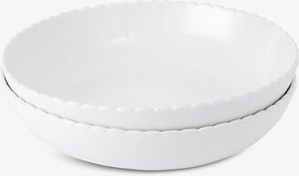 White Scalloped-edge Stoneware Bowls set of two