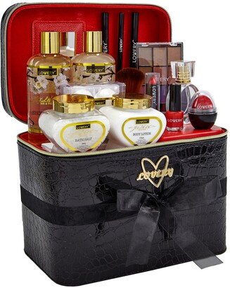Lovery Jasmin Home Spa Body Care Gift Set, Beauty Essentials and Makeup Kit, 30 Piece
