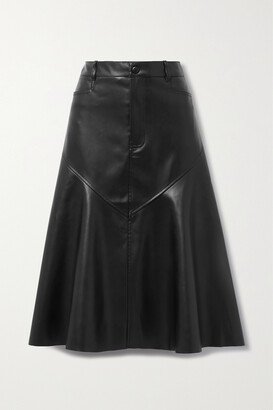 Jesse Paneled Vegan Leather Midi Skirt - Black