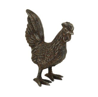 Rustic Gray Cast Iron Rooster Sculpture - 9