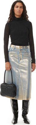 Gold Denim Midi Skirt