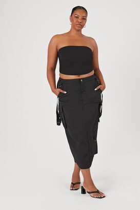 Women's Cargo Midi Skirt in Black, 2X