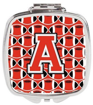 CJ1067-ASCM Letter A Football Scarlet & Grey Compact Mirror