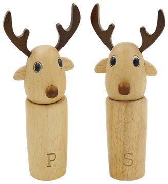 Peterson Housewares Rubber Wood Reindeer Wooden Pepper and Salt Mills 2-Pc. Set