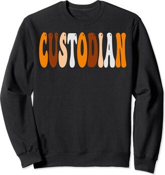 BWILI Fall Autumn School Gifts & Apparel. Custodian Cute Groovy Fall Autumn Lovers Appreciation Day Sweatshirt