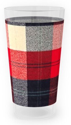 Outdoor Pint Glasses: Lumberjack Flannel Buffalo Plaid - Red Outdoor Pint Glass, Red