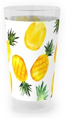 Outdoor Pint Glasses: Watercolor Pineapples - Yellow Outdoor Pint Glass, Yellow