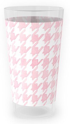 Outdoor Pint Glasses: Happy Houndstooth Outdoor Pint Glass, Pink