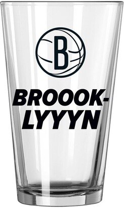 Brooklyn Nets 16 oz Team Slogan Pint Glass