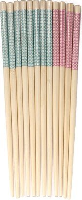 Premium Reusable Japanese Bamboo Chopsticks, Diamond Checkered Pattern, 9.5 Inch
