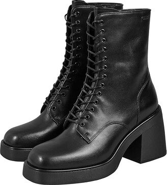 Brooke Leather Lace-Up Bootie (Black) Women's Shoes