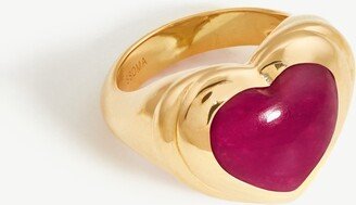 Jelly Heart Gemstone Ring | 18ct Gold Plated/Pink Quartz